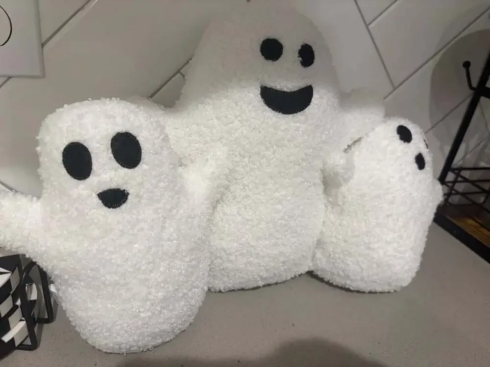 Sherpa Ghost White Halloween Throw Pillow Boo Buddies Set